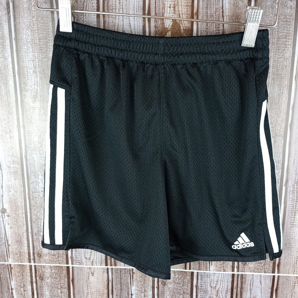 Adidas Athletic Shorts Black & White Size Youth Boys Medium Lightweight Pockets